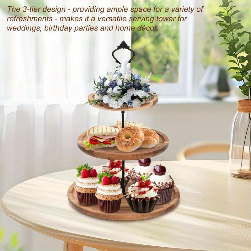 3Tier Cake Stand Acacia Wooden - огляд і ціна Cupcake Stand Tier